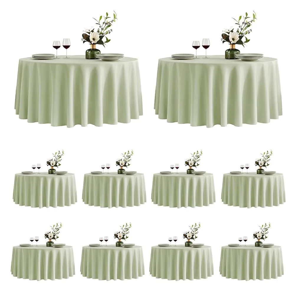 Sage Green Polyester Round Tablecloth 120''