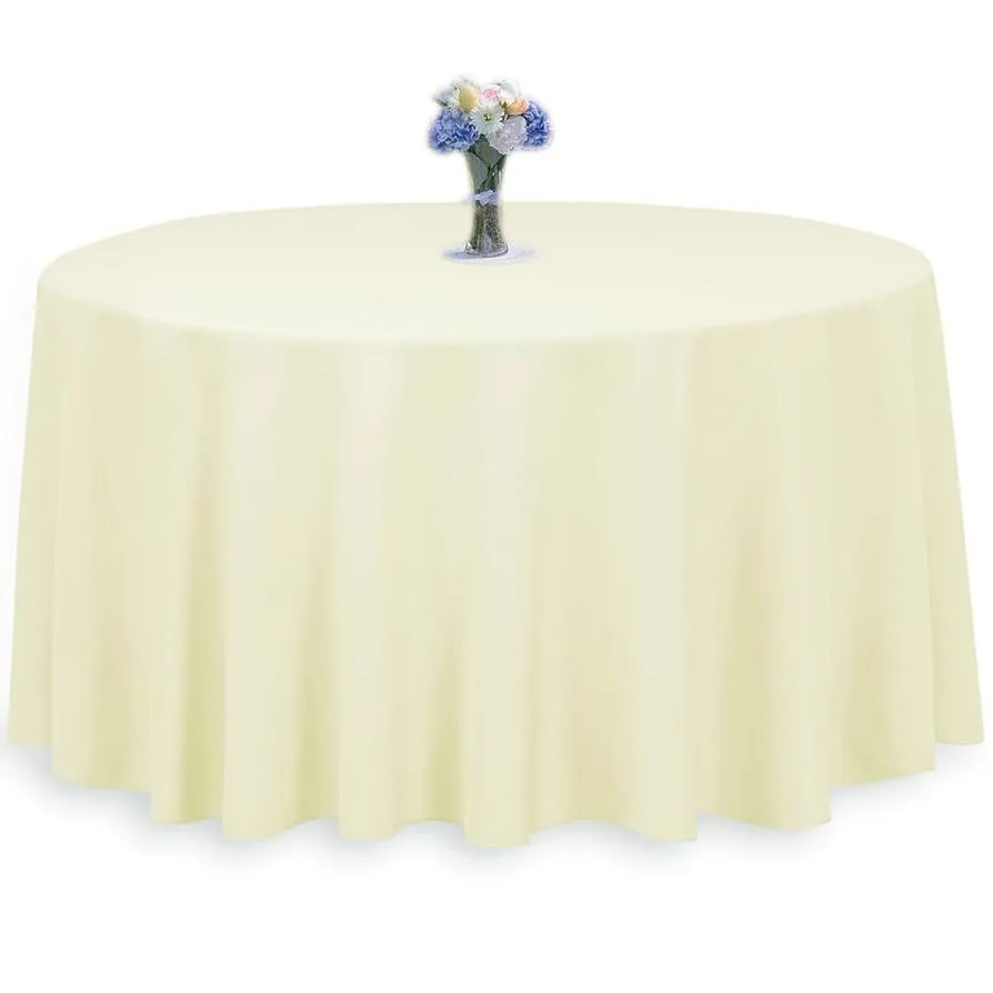 Dark Ivory Polyester Round Tablecloth 120''