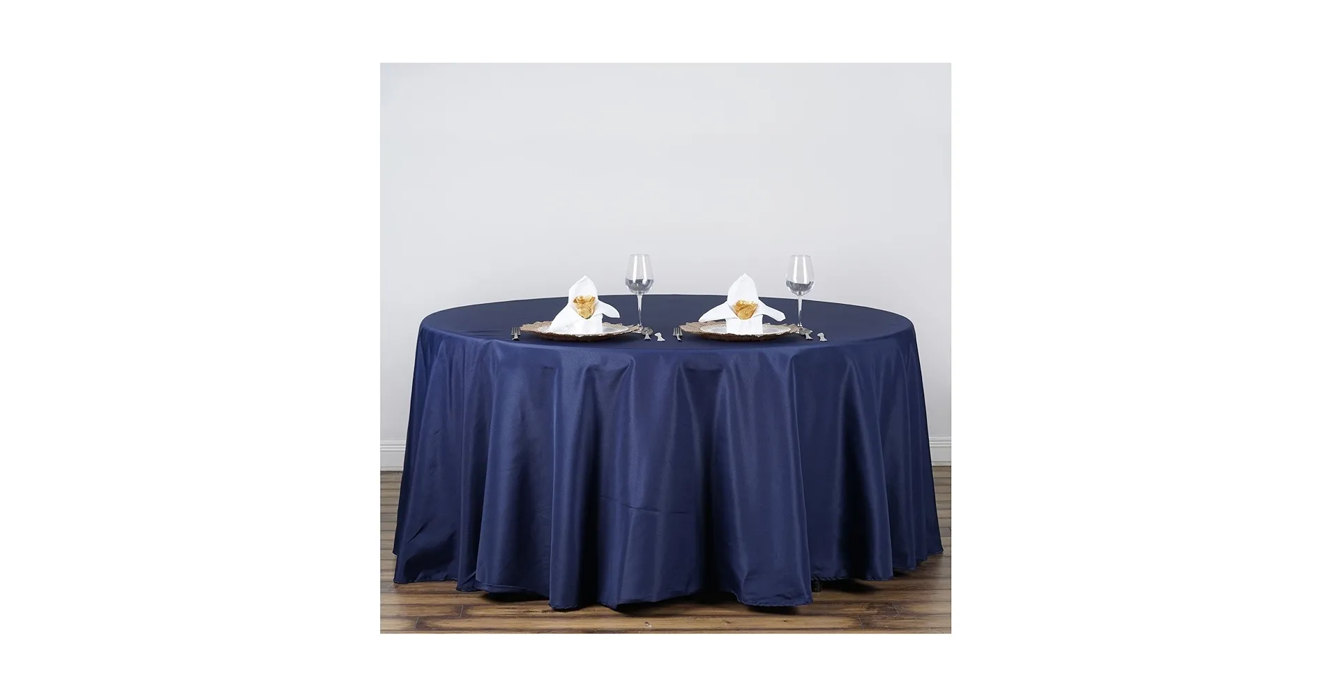 Navy Blue Polyester Round Tablecloth 120''
