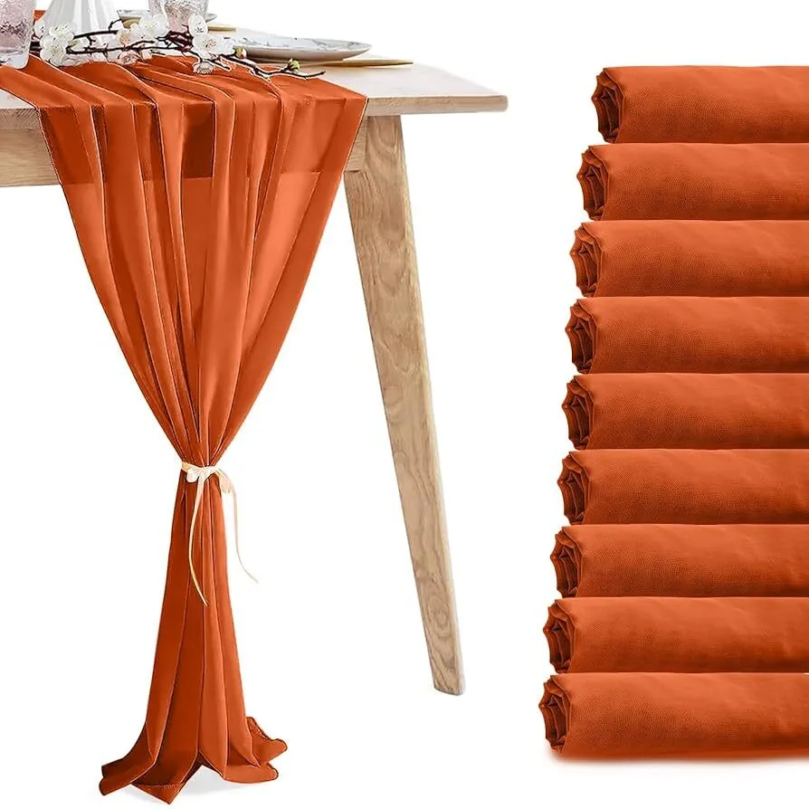RUST TERRACOTA  CHIFFON  RUNNER  27''X120''