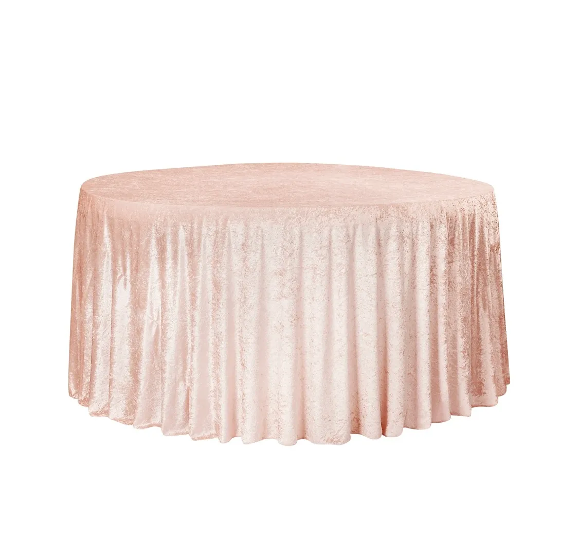 Pink Velvet Round Tablecloth 132''
