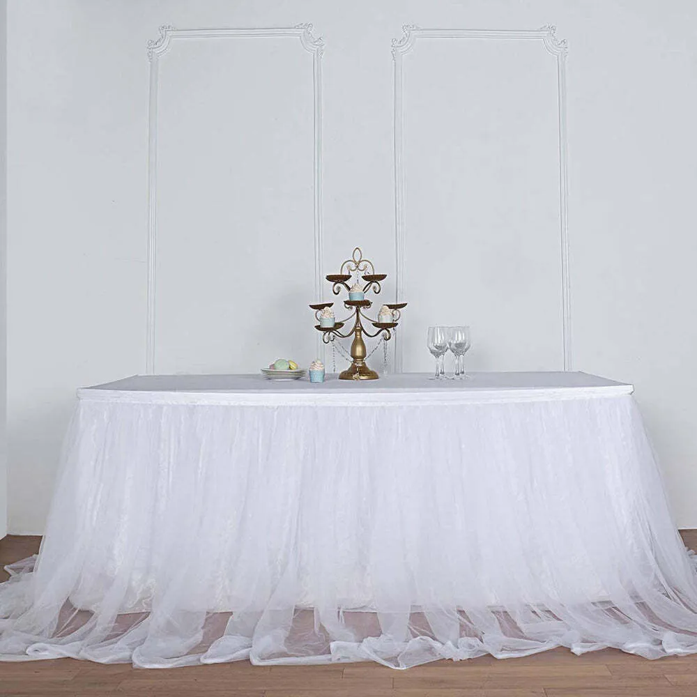 WHITE CHIFFON TABLESKIRT 14'