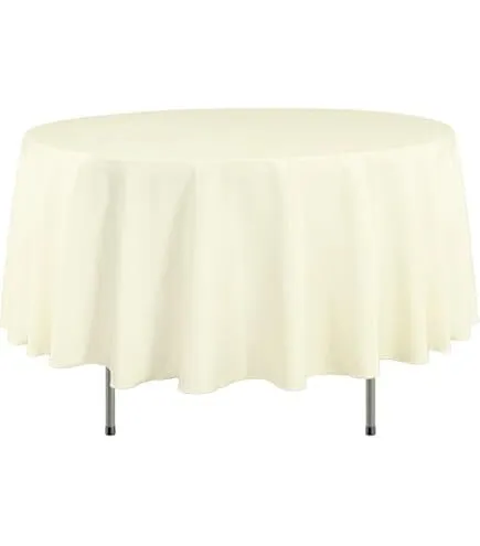 Ivory Polyester Round Tablecloth 108''