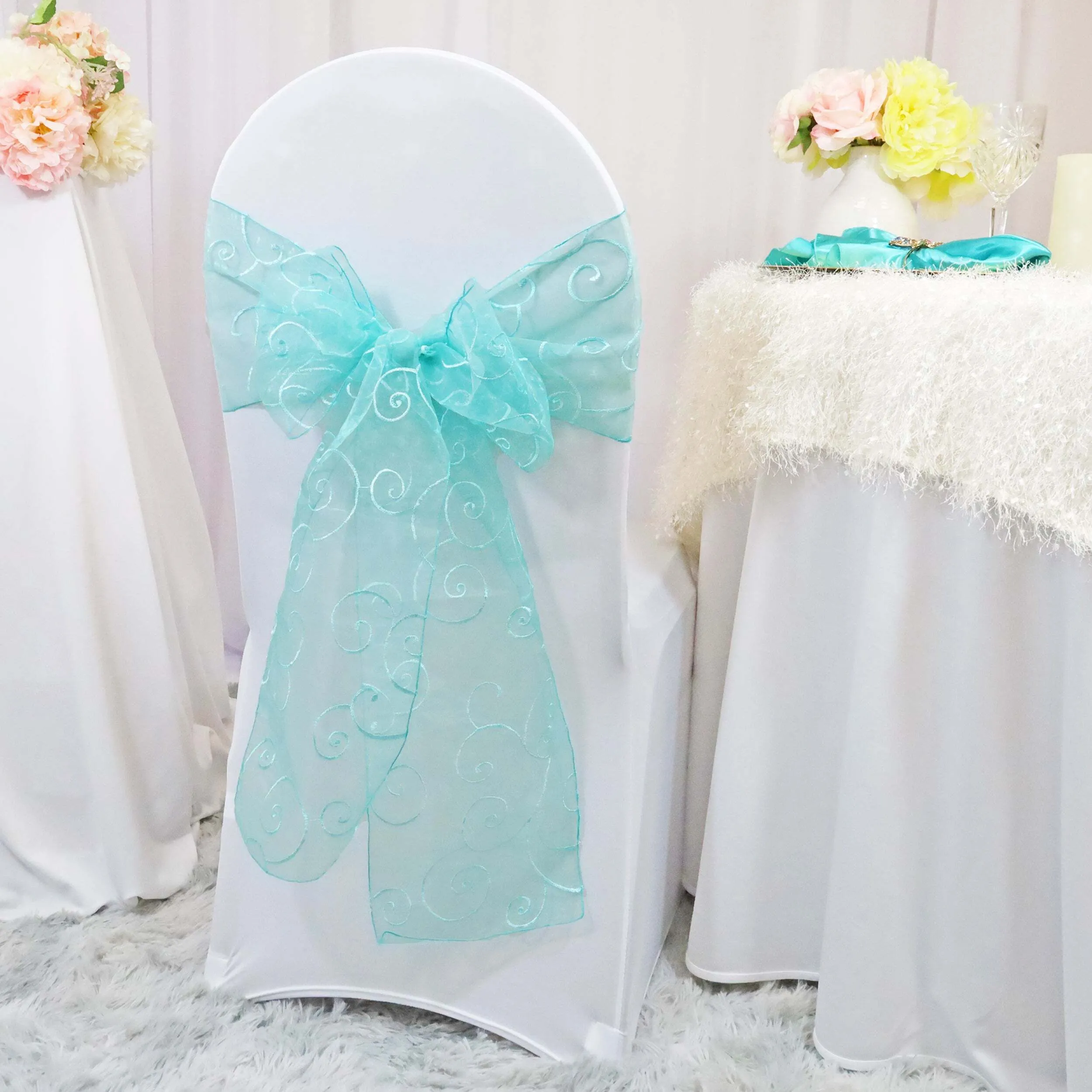 TIFFANY BLUE  ORGANZA  SASH 8''X108''