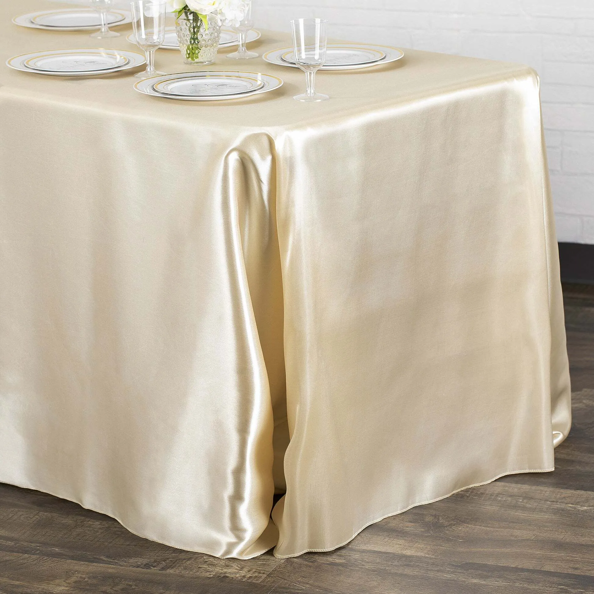 Gold Satin Rectangular Tablecloth 90''x132''