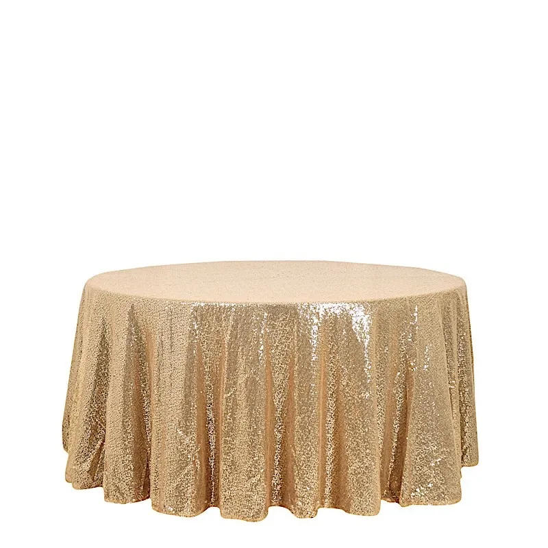 Gold Sequin Round Tablecloth 120''