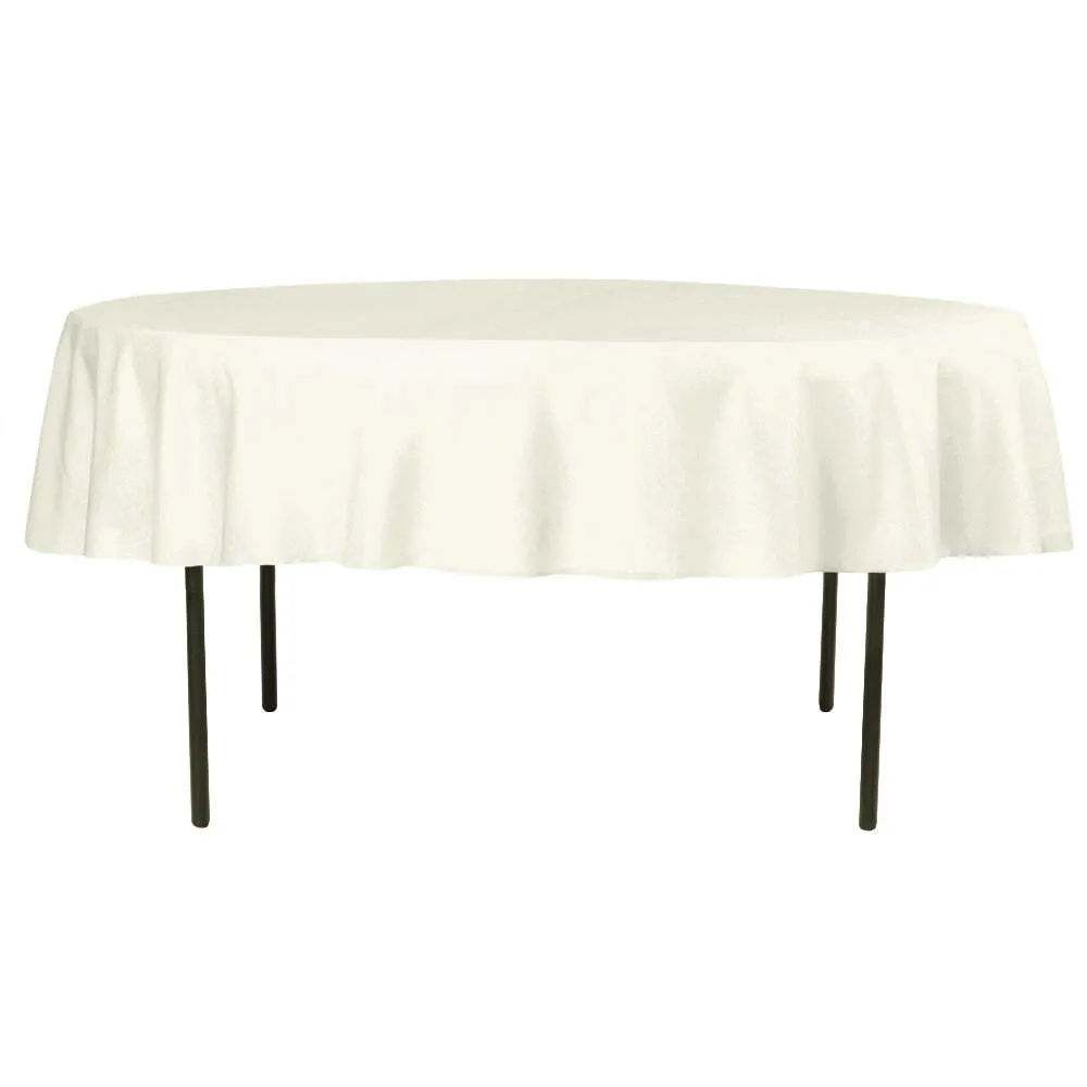 Ivory Polyester Round Tablecloth 90''