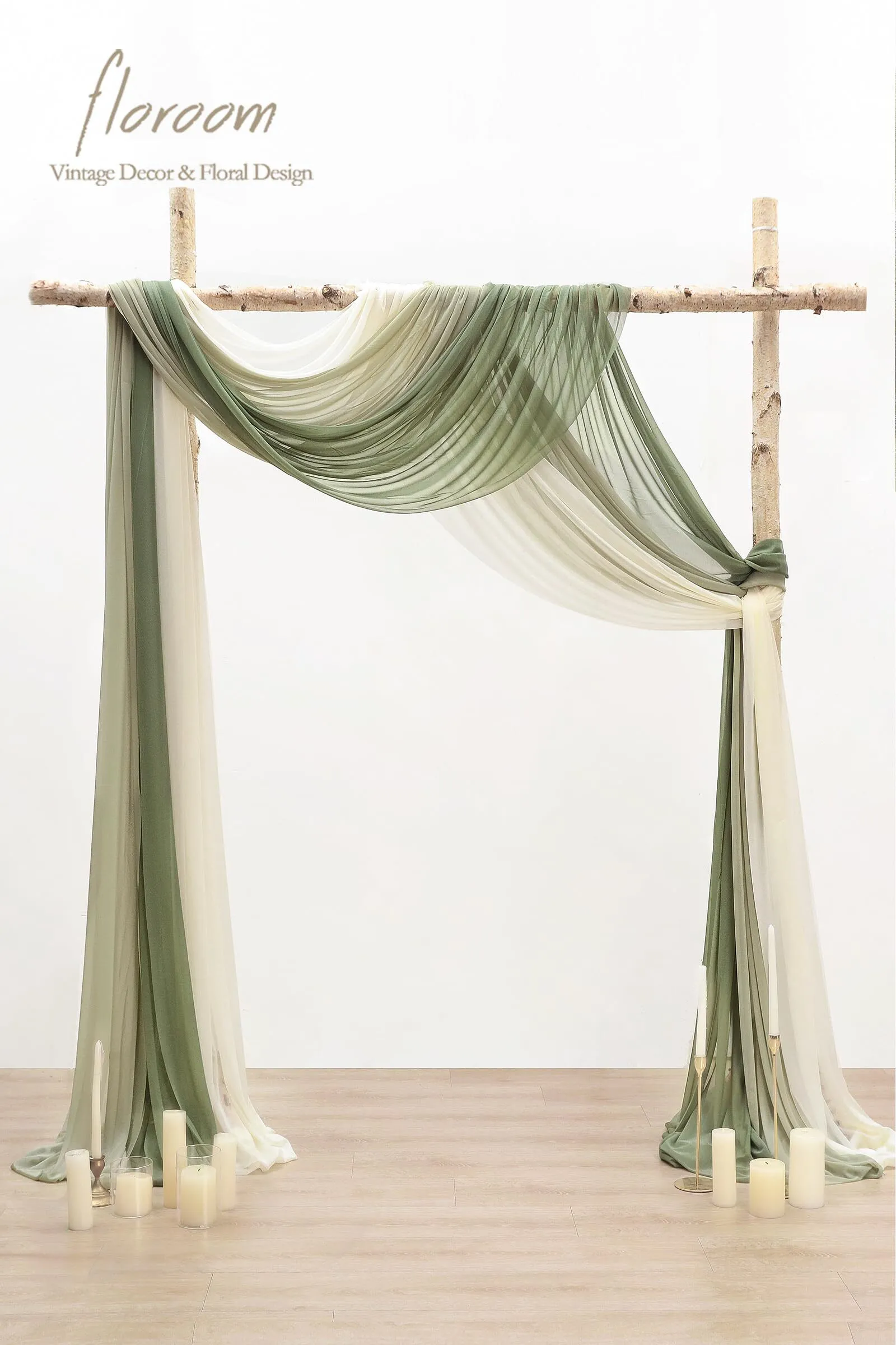 FOREST GREEN CHIFFON ARCH DRAPERY FABRIC  30'