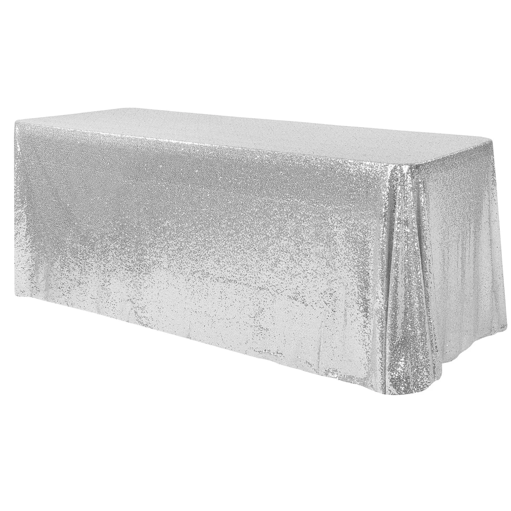 Silver Sequin Rectangulare Tablecloth 90''x156''