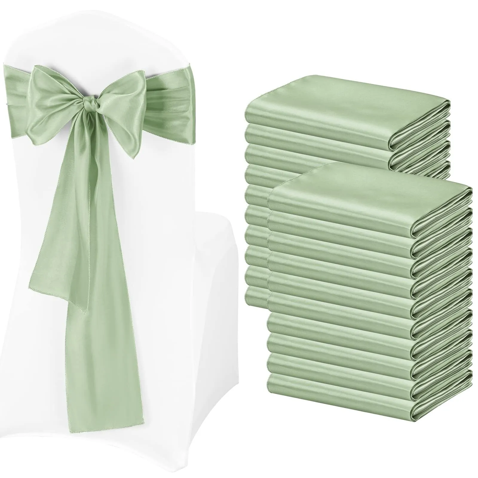 SAGE GREEN  SATIN  SASH  7''X108''