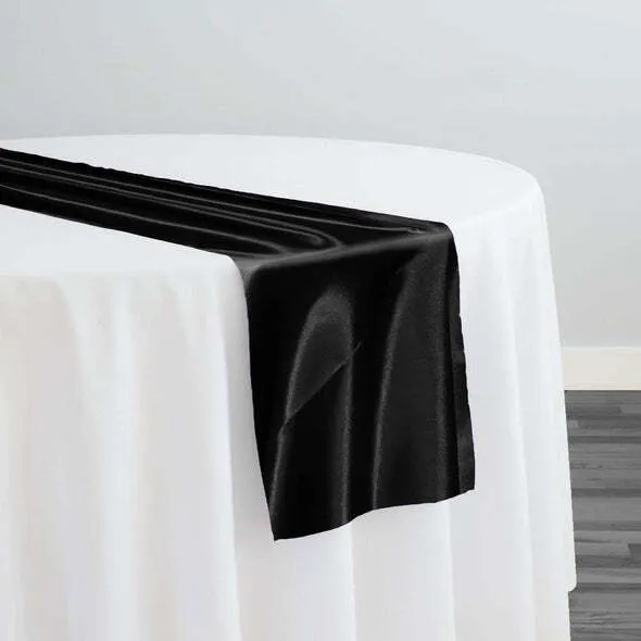 BLACK BRIDAL SATIN RUNNER 20''X120''