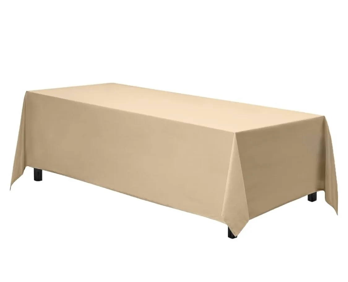 Beige Polyester Rectangular Tablecloth 90''x132''