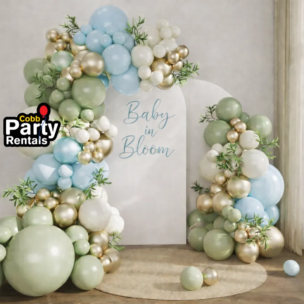 Baby Shower Baby in Bloom Blue  Grab and Go Balloon Garland Only– Ready-To-Use Balloon Decor for Atlanta Baby Showers
