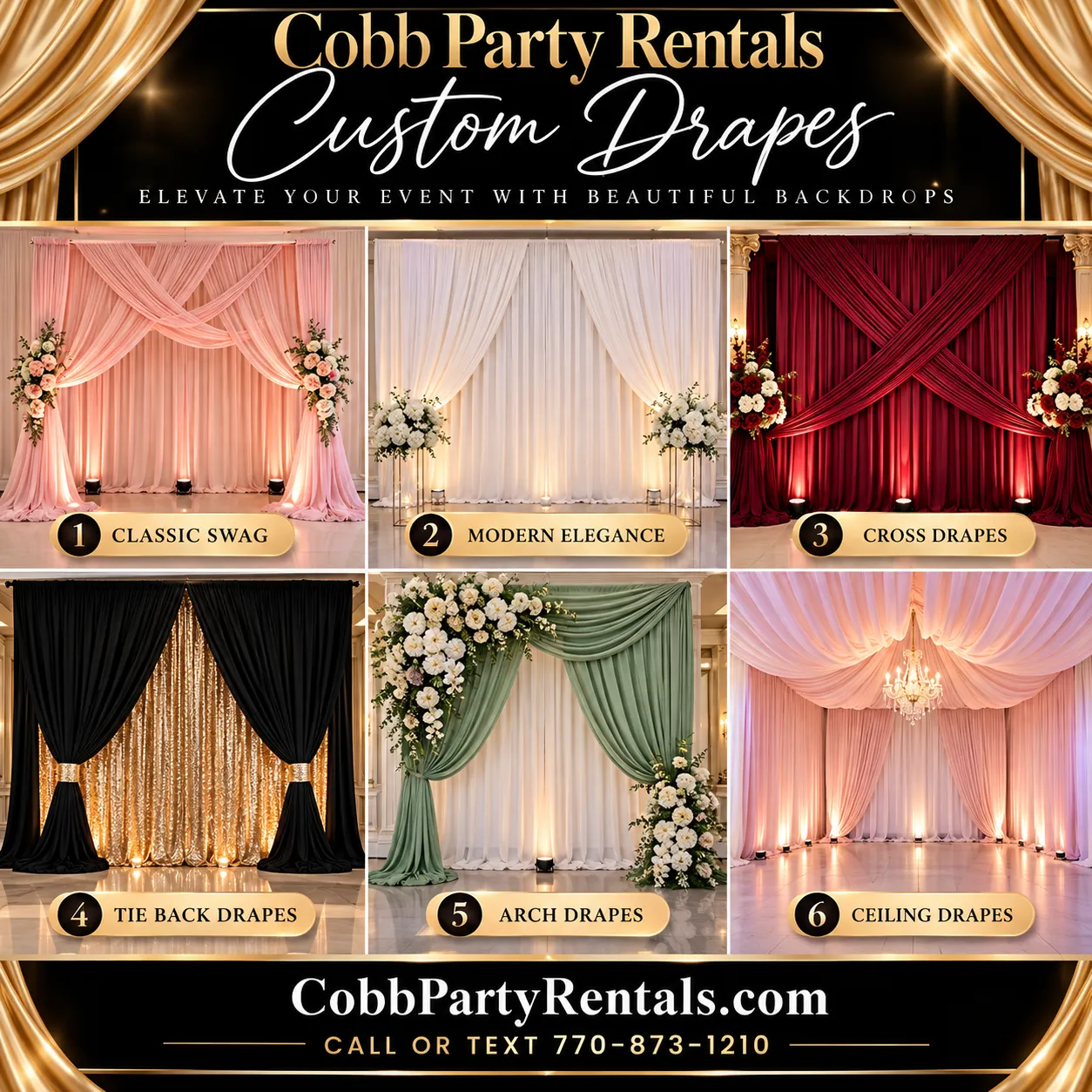 Custom Drapes & Event Backdrops | Cobb Party Rentals