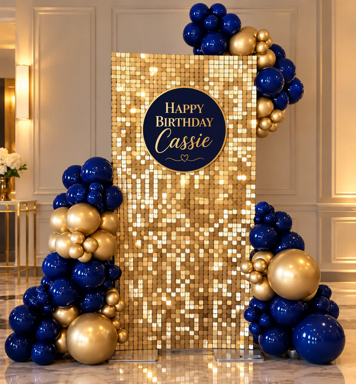 Customizable Birthday Backdrop with Balloon Garland | Cobb Party Rentals