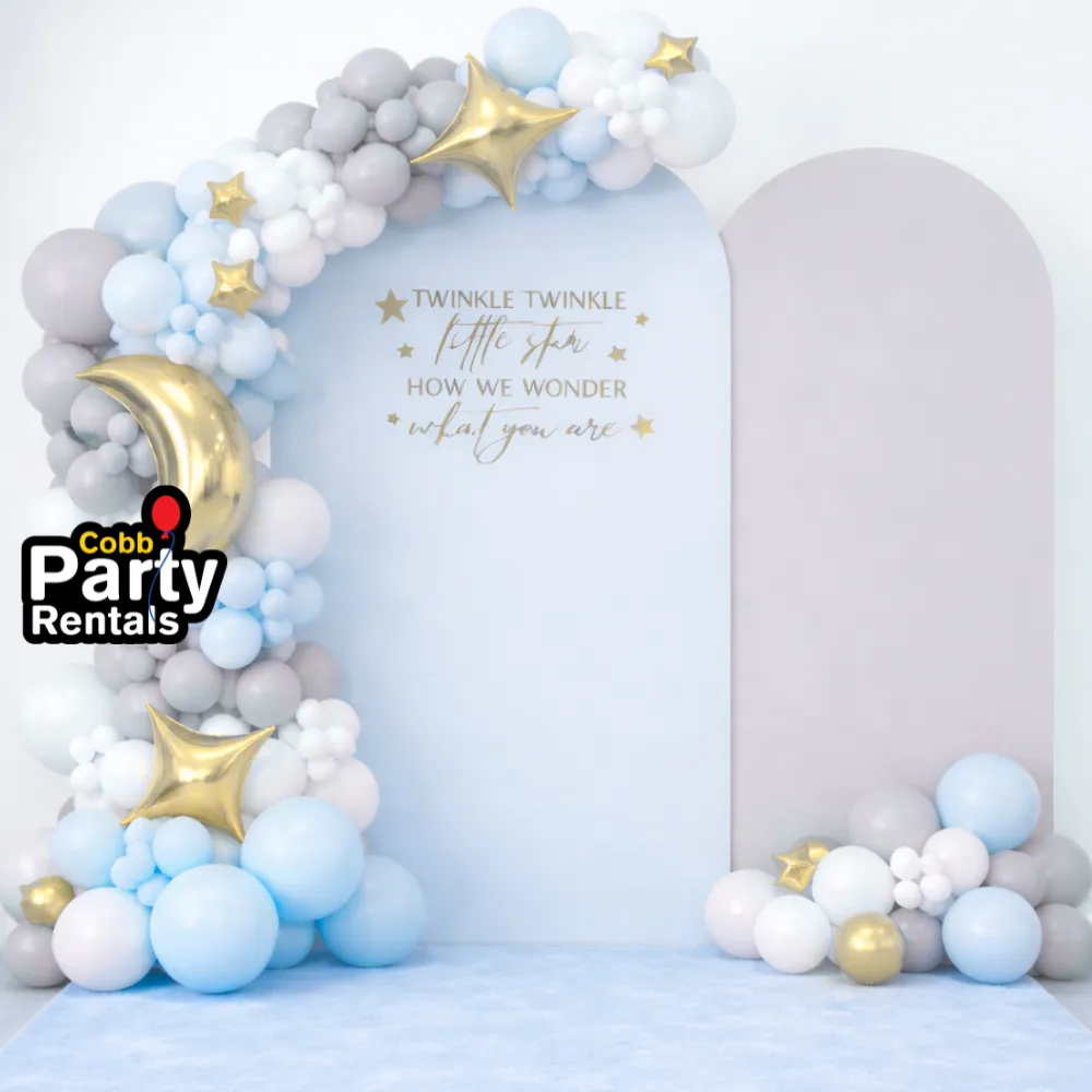 Blue Twinkle Little Star Premade Grab and Go Balloon Garland Only– Ready-To-Use Balloon Decor for Atlanta Baby Showers 
