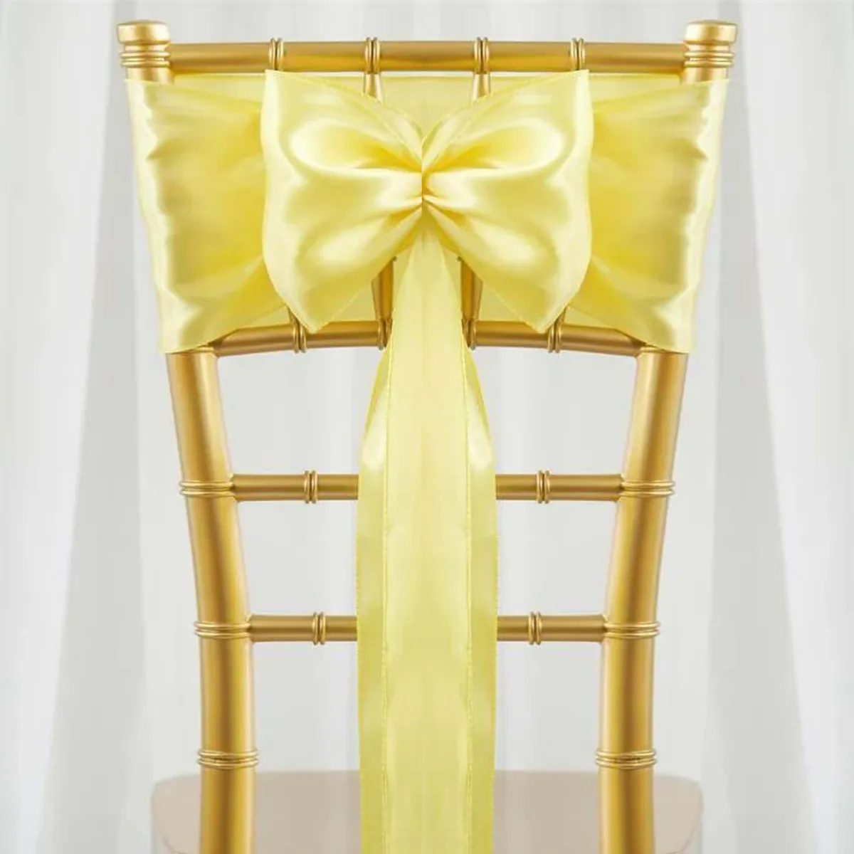 Yellow Chair Sash Rental for Gold Chiavari Chairs