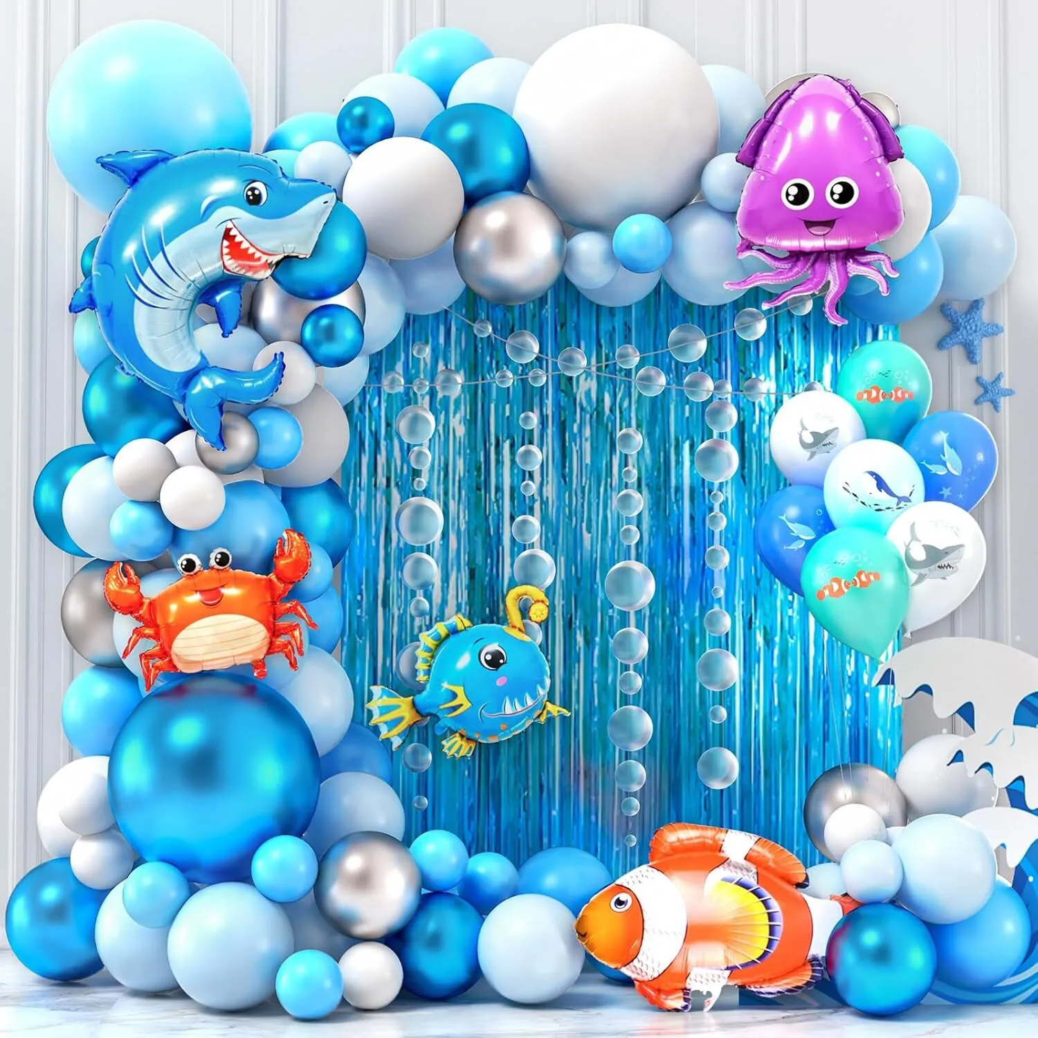 Premade Ready to Hang Grab and Go Balloon Garland Only -  Ocean Theme with Animals 