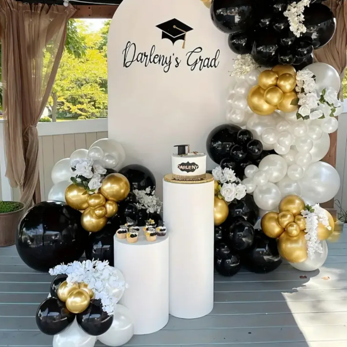 Black Gold Pearl  Premade Grab and Go Balloon Garland Only– Ready-To-Use Balloon Decor for Atlanta Events, Birthdays, Baby Showers & Weddings