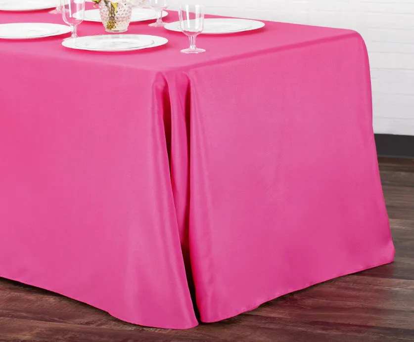 Party Rental Pink  Rectangular Table Cover Linen - Loose Fit 90"x132" 