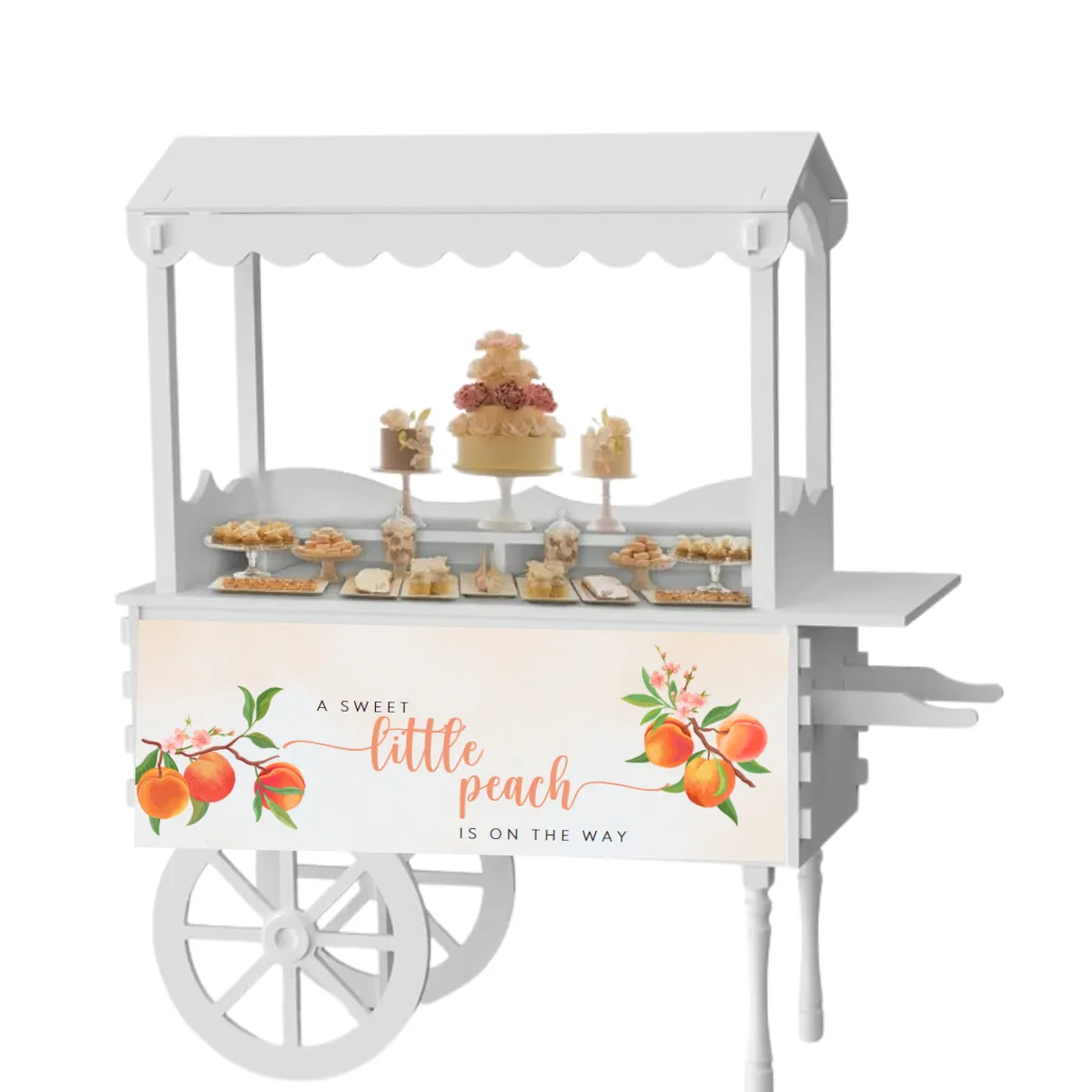 A Little Peach Themed Whimsical Party and Event Dessert Candy Vintage Cart Rental