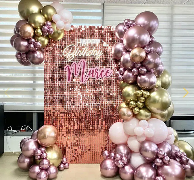 Rental - Rose Gold Shimmer Wall Backdrop    Fully Assembled (Requires a Pickup Truck /Delivery)