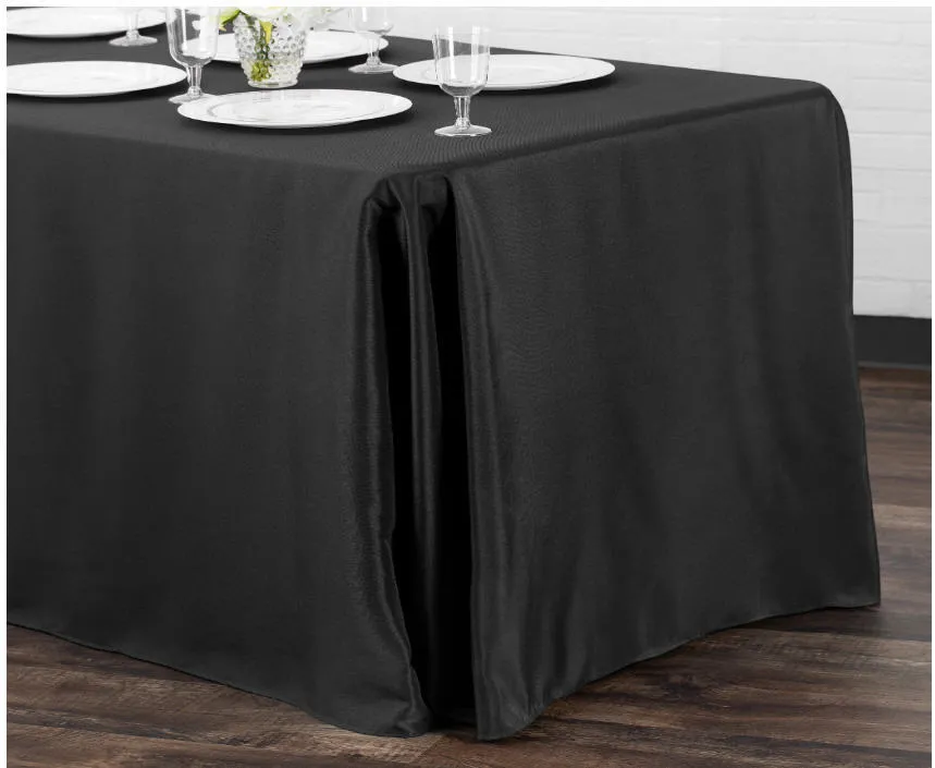Party Rental Black Rectangular Table Cover Linen - Loose Fit 90"x132" 