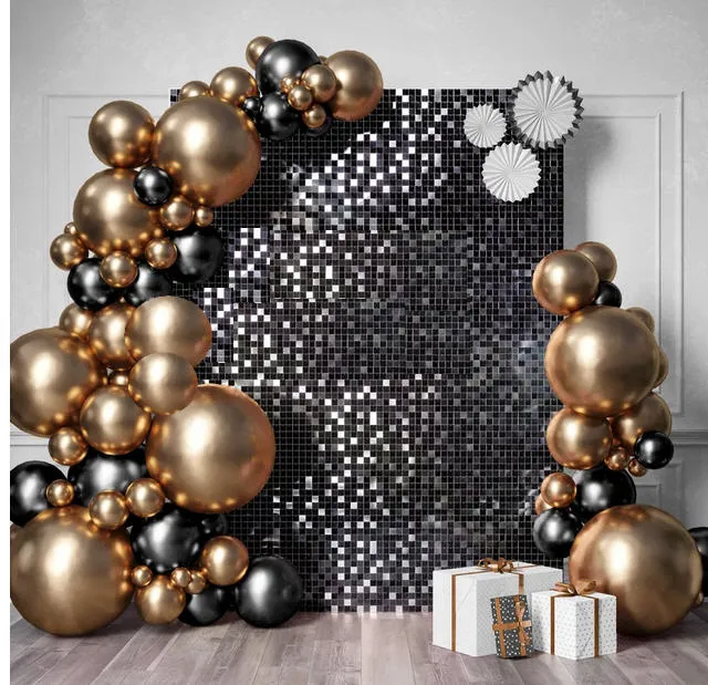 Rental - Black Shimmer Wall Backdrop - Fully Assembled   Fully Assembled (Requires a Pickup Truck /Delivery)
