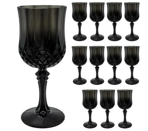 Party Rentals - Set of 12 Black Goblets 