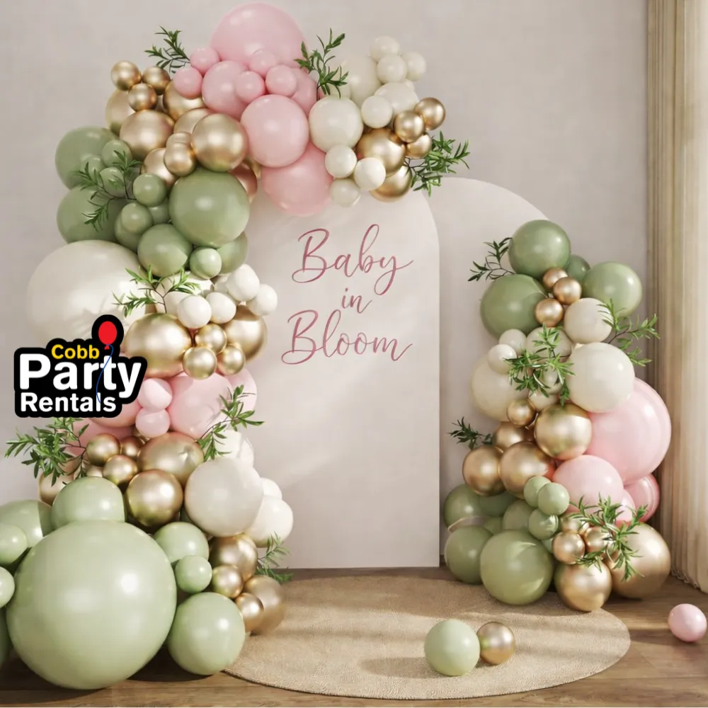 Girl Baby In Bloom  Premade Grab and Go Balloon Garland Only– Ready-To-Use Balloon Decor for Atlanta Baby Showers 