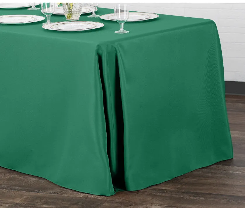 Party Rental Green Rectangular Table Cover Linen - Loose Fit 90"x132" 