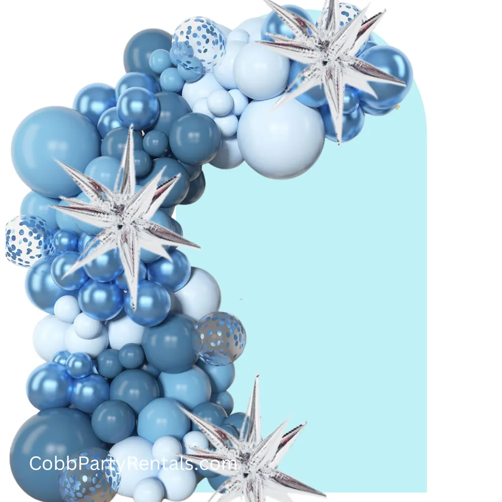 Grab and Go Balloon Garland Only - Blue and Metallic Blue Combo- With Star Highlights 