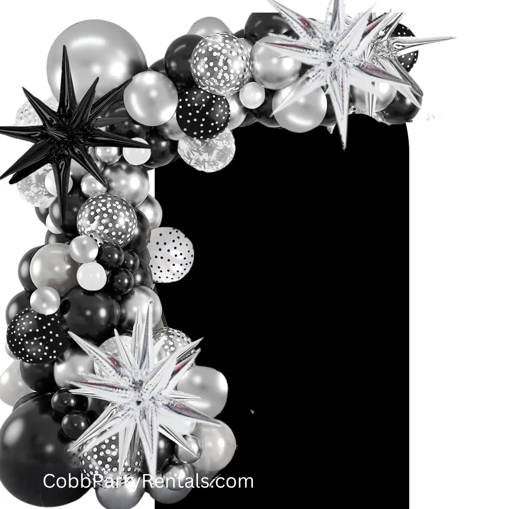 Premade Ready to Hang Grab and Go Balloon Garland Only - Black Polka Dot Mix  