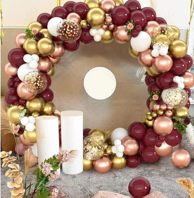 Grab and Go Balloon Garland Only - Burgundy Rose Gold White & Gold 