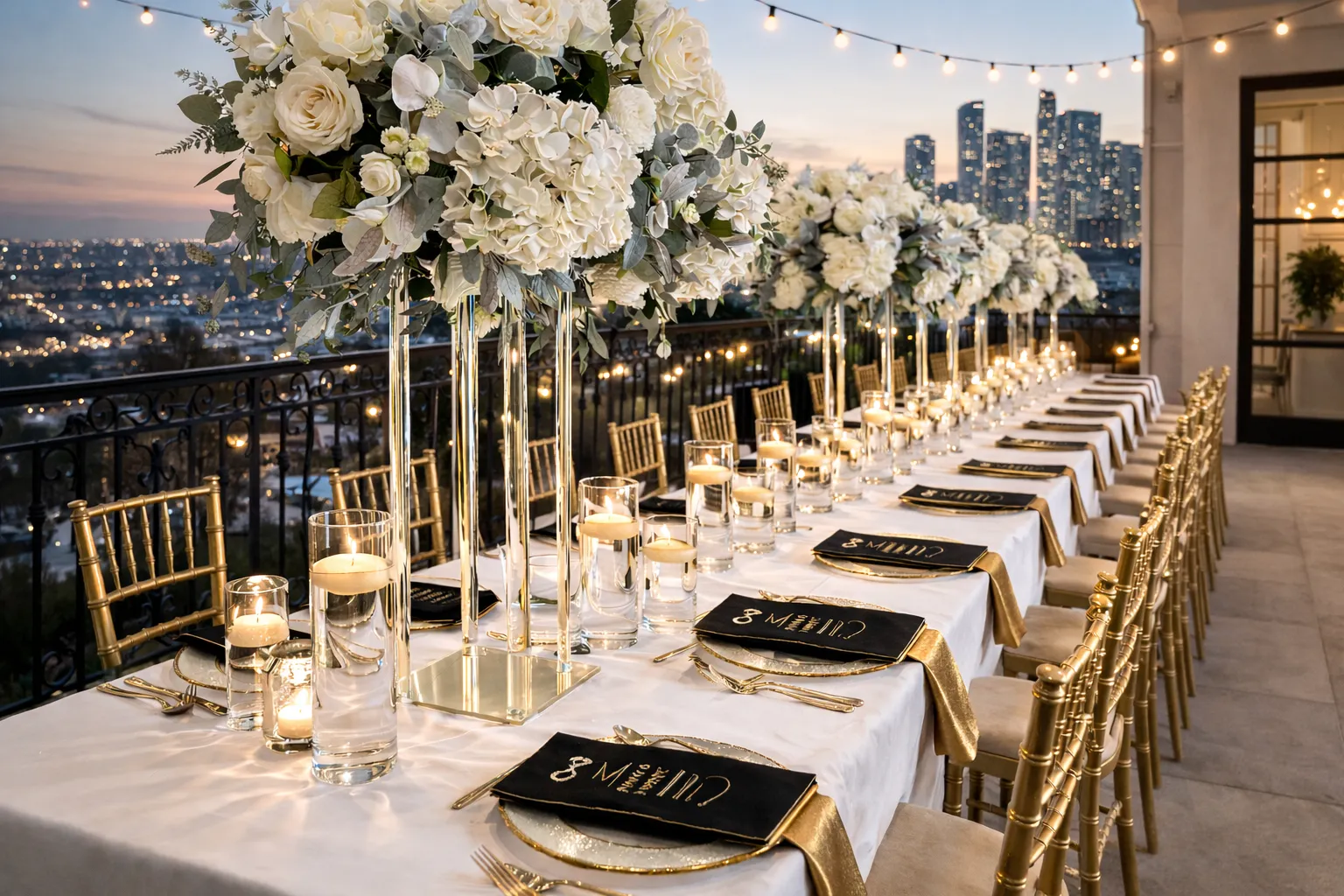 Host Elegance at Home Bundle - Table Covers Menu Candles Flowers Chairs and More 