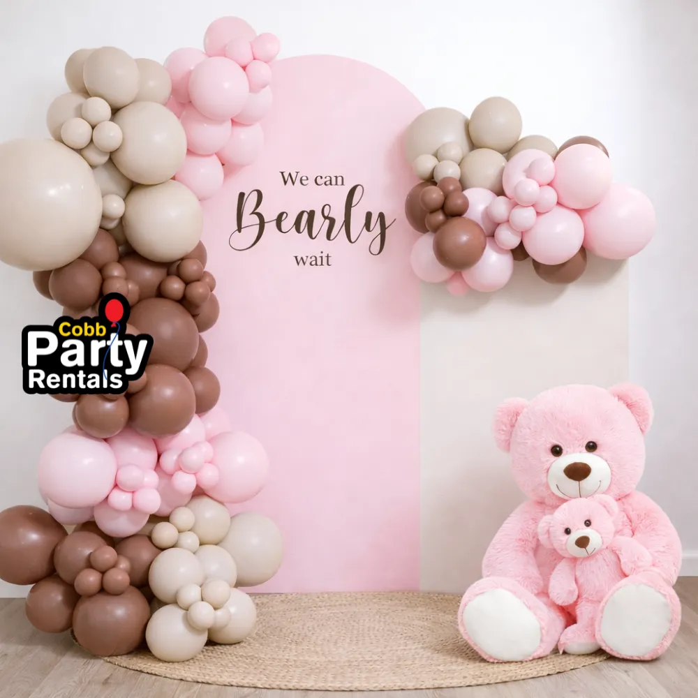 Pink We Can Bearly Wait Grab and Go Balloon Garland Only– Ready-To-Use Balloon Decor for Atlanta Baby Showers