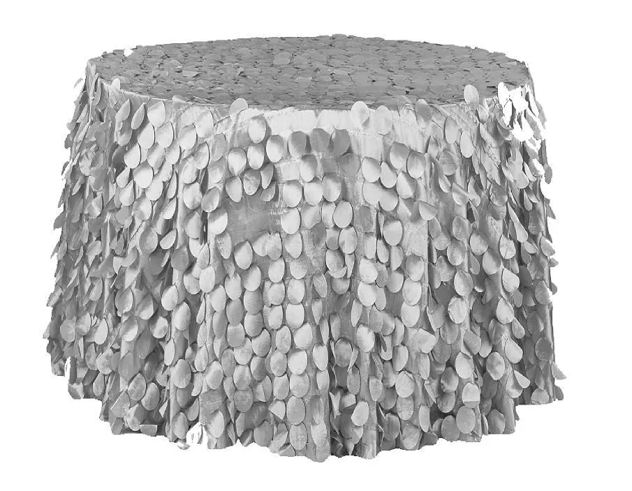Rental Petal Round Table Cover - Silver  