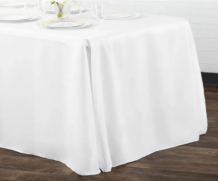 Party Rental White  Rectangular Table Cover Linen - Loose Fit 90"x132"
