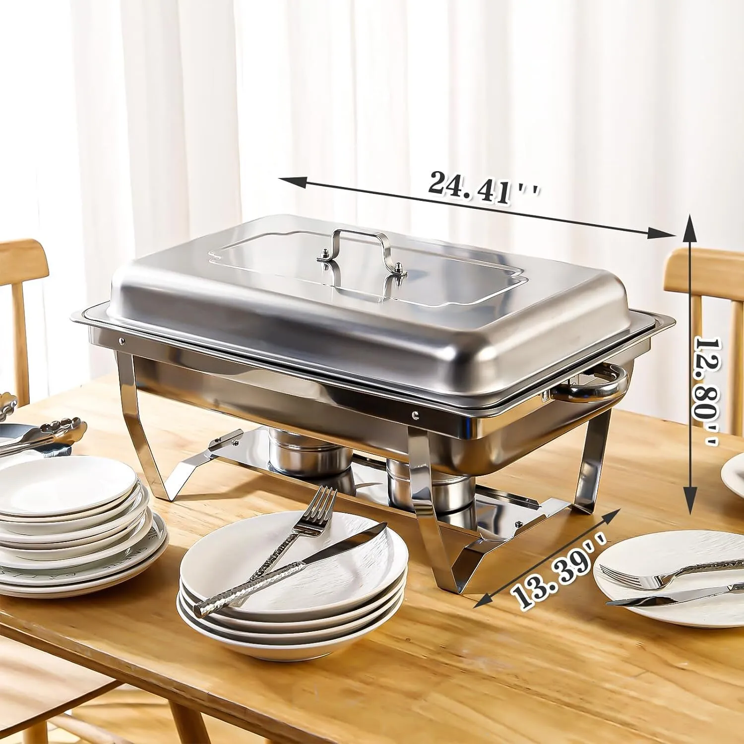 Rental - Big Event Silver Chaffing Dishes- Food Warmer (Needs Sternos)