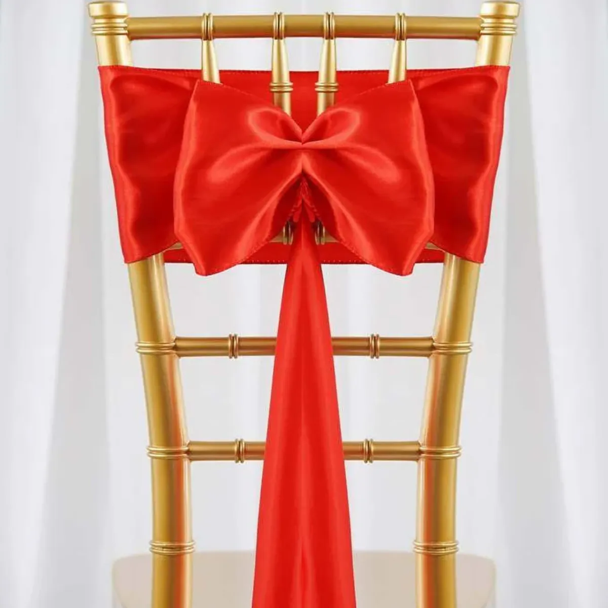 Red Chair Sash Rental for Gold Chiavari Chairs