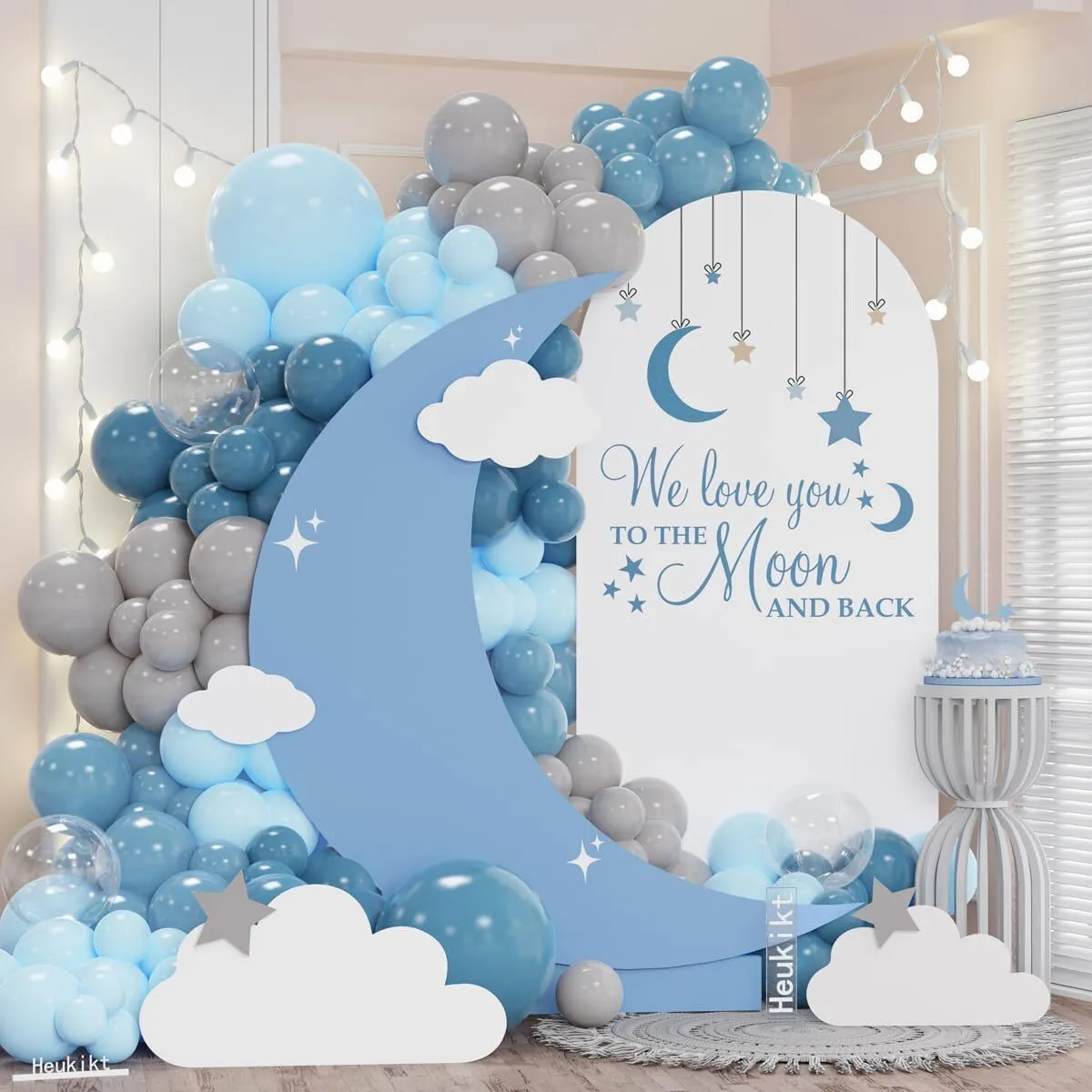 Grab and Go Balloon Garland Only - Light Blue Dusty Blue Gray 