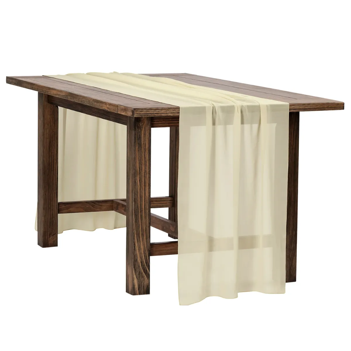  Champagne Chiffon Table Runner 10FT x 27" - Rental