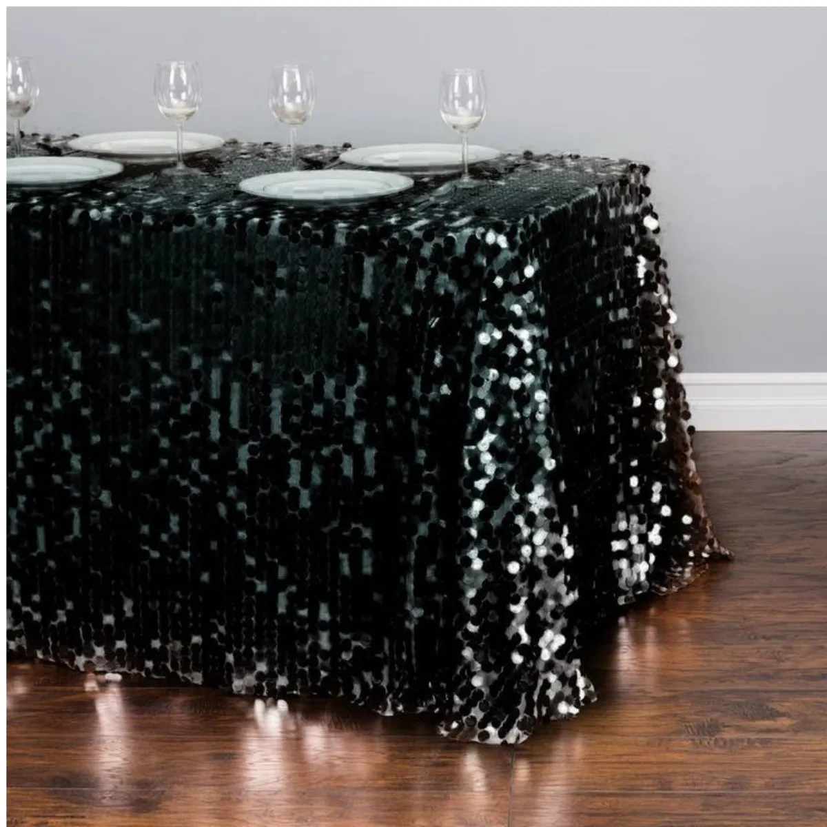 Large Black Sequin Guest Of Honor Celebrant Table cover  90"x156" Rectangular 