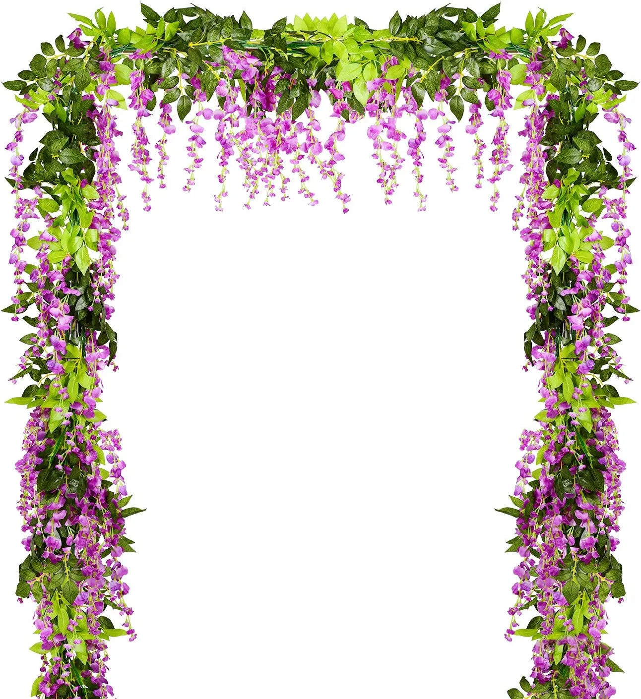 Artificial Wisteria Vine Silk Hanging Flower for Home Garden Outdoor Ceremony Wedding Arch Floral Decor (Pink)