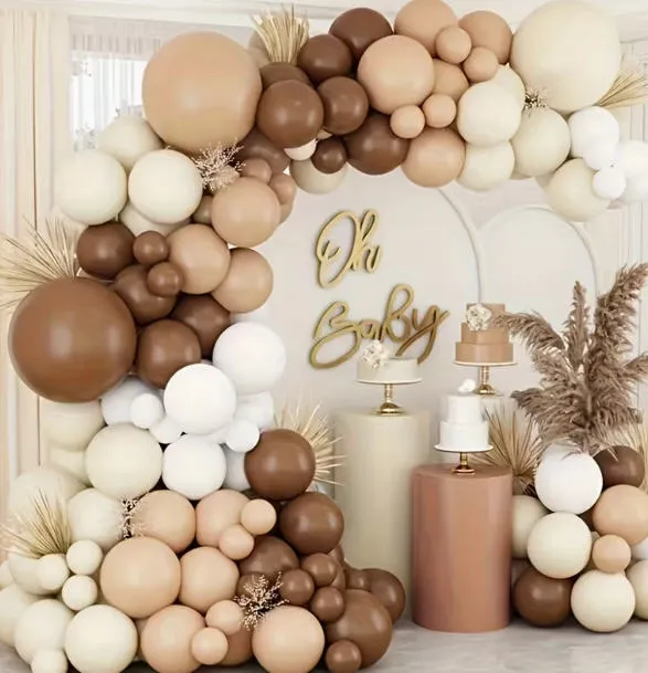  Premade Ready To Use Grab and Go Balloon Garland Only - Brown Light Brown Tan 