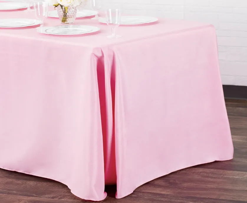 Party Rental Pink Rectangular Table Cover Linen - Loose Fit 90"x132" 