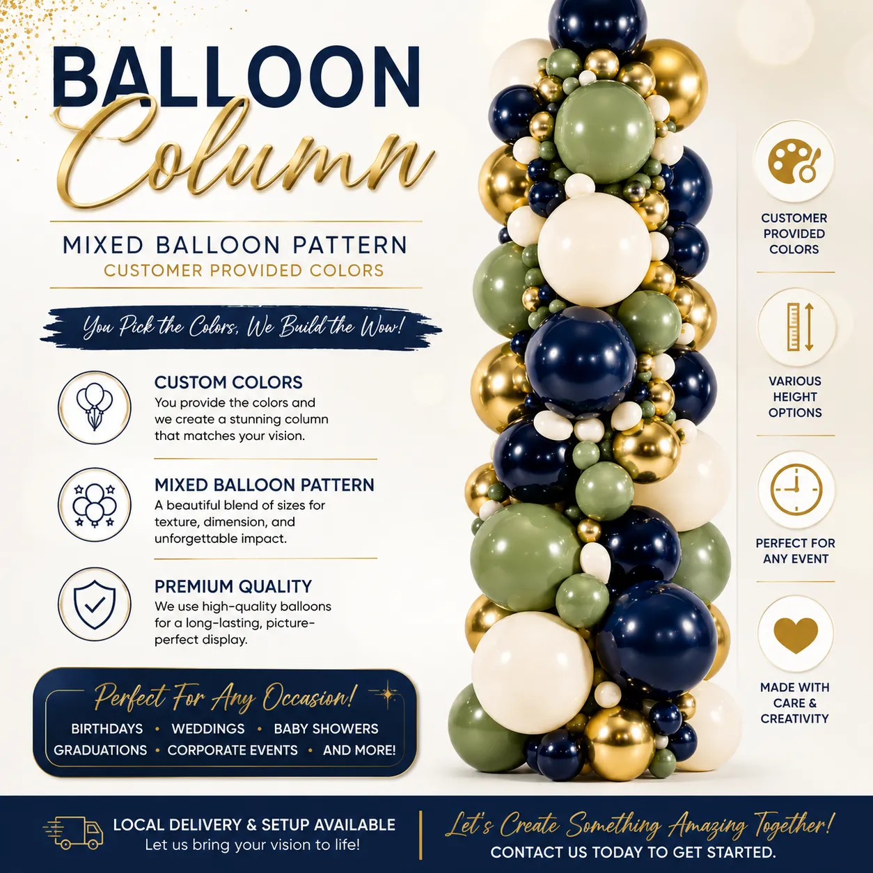 Balloon Column - Mixed Balloon Pattern - Customer Provided Colors 