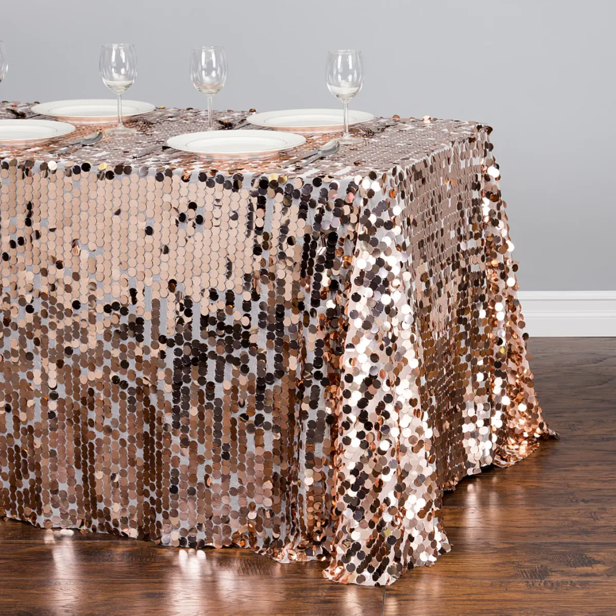 Large Champagne Sequin Guest of Honor Table Cover  90"x156" Rectangular 