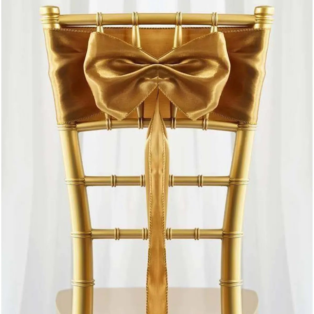 Gold Satin Chair Sash Rental for Gold Chiavari Chairs