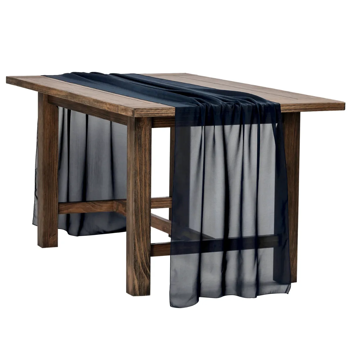Navy Chiffon Table Runner 10FT x 27" - Rental